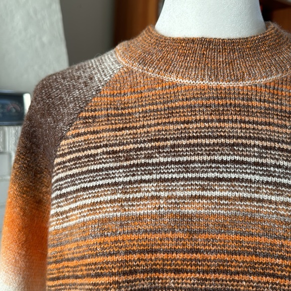 Zara Orange Brown Boho Fall Crop Fringe Sweater Blogger Fave 70s Ombré Spacedye - Picture 6 of 10